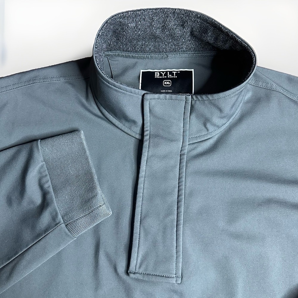 Bylt Elite+ Fairway Drop Cut Pullover 1/4 Zip Mens XXL Gray Snap Magnet Pockets